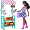 Barbie Farmers Market Playset, Barbie Doll (Brunette), Stand, Register, Vegetables, Bread, Cheese & Flowers, Great Toy for Ages 3 Years Old & Up view 1