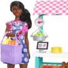 Barbie Farmers Market Playset, Barbie Doll (Brunette), Stand, Register, Vegetables, Bread, Cheese & Flowers, Great Toy for Ages 3 Years Old & Up view 2