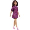 Barbie Fashionistas Doll #188, Curvy with Black Hair, Checkered Dress & Accessories Including Pink Sneakers & Necklace view 4
