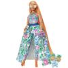 Barbie Extra Fancy Fashion Doll & Accessories with Curvy Shape & Orange Hair in Floral 2-Piece Gown with Pet Kitten view 1