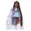 Barbie Extra Fancy Fashion Doll & Accessories Dressed in a Teddy-Print Gown with Sheer Train, Plus Teddy Bear Pet view 3