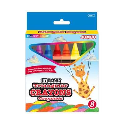 BAZIC Products Crayons Jumbo Triangle 8 Color, s Coloring Crayon Set, Non Toxic Drawing Crayons for School Art, Gift for Kids, 72-Packs