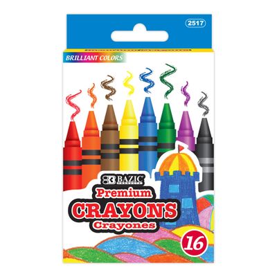 BAZIC Products Crayons 16-Count, s Coloring Crayon Set, Non Toxic Drawing Crayons for School Art, Gift for Kids (16/Pack), 144-Packs
