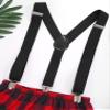 ACSUSS Baby Boys 1st Birthday Cake Smash Costume Photo Props Suspender Plaid Bloomers Bowtie Red 9-12 Months view 3