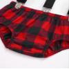 ACSUSS Baby Boys 1st Birthday Cake Smash Costume Photo Props Suspender Plaid Bloomers Bowtie Red 9-12 Months view 4