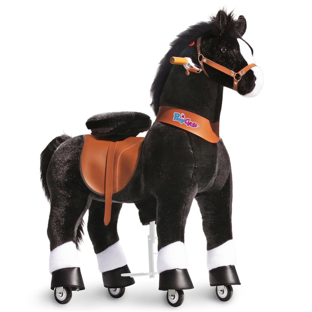 PonyCycle Large Riding Horses for Big Kids Classic Model U (with Brake/ 42.5" Height/Size 5 for Age 7-12) Riding Pony Cycle U5 Mechanical Horse Black Ux526