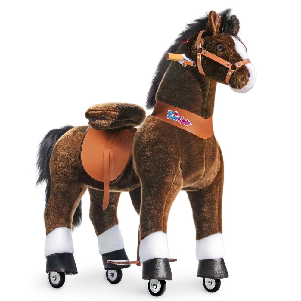 PonyCycle Large Ride on Horse Toys Classic Model U for Big Kids (with Brake/ 42.5" Height/Size 5 for Age 7-12) Pony Cycle Large Riding Horse Chocolate Brown Ux521