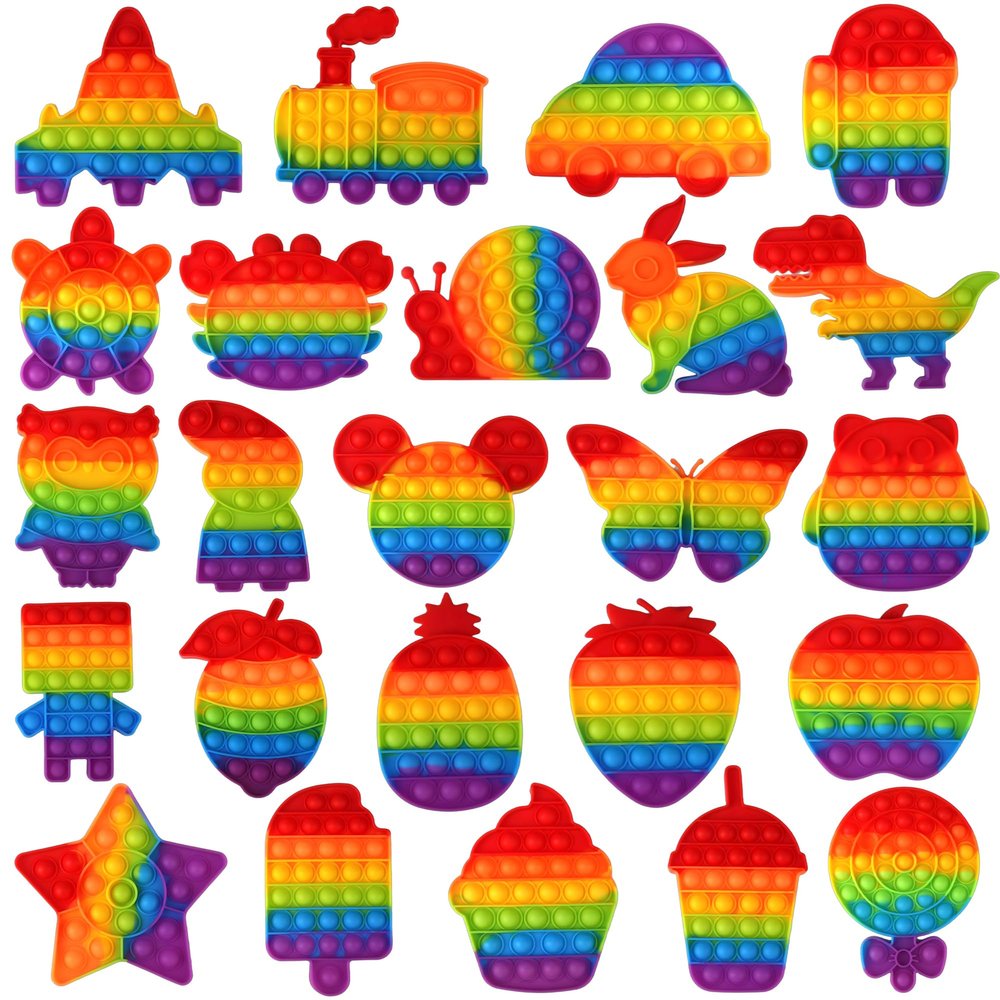 24 Packs Fidget Toys Bulk Gifts for Kids Adults , Classroom Boys Girls Sensory Bubble Set Carnival Pinata Prizes Bag, Desk Toy Party Favors Kit Game Ideas Gift Cute Animal