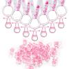 24 Baby Shower Pacifiers Necklace for Girl, 30 Mini Acrylic Pacifiers Charm Party Favors Decorations (Pink) view 1