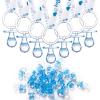 24 Baby Shower Pacifiers Necklace for Boy, 30 Mini Acrylic Pacifiers Charm Party Favors Decorations (Blue) view 1