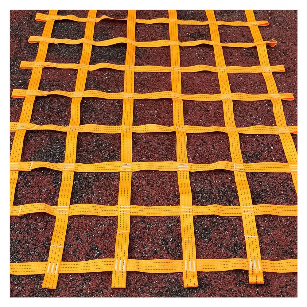 DREAMOSA Climbing Cargo Net,Obstacle Course Ninja Net Webbing Netting Indoor Jungle Gym Playground Accessories Net for Climbing Wall Training Equipment Swing Set Attachment,for Kids&Children,Orange