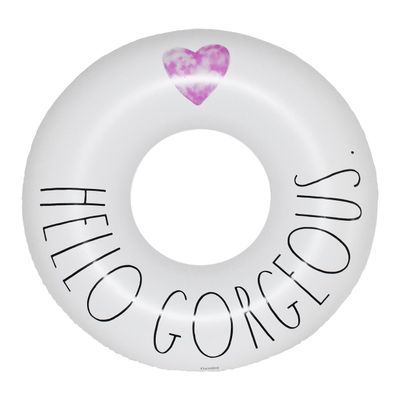 Rae Dunn x CocoNut Float Ring Float - Adult Size Large 48 Inch Inflatable Raft & Durable Water Inner Tube - Stable Ride-On for Summer Parties & Swim Events (Hello Gorgeous.)