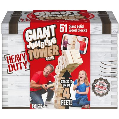 Spin Master Games, Giant Jumbling Tower Party Game with 51 Wood Blocks, for Families and Kids Ages 6 and up