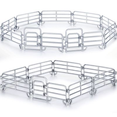 40 Pieces Horse Corral Fencing Accessories Playset Plastic Farm Fence Toy for Farm Barn Paddock Horse Stable Farm Animal Fence Panel Paddock Toy Educational Present Cake Toppers (Retro Style,Grey)