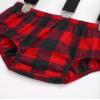 JEATHA Baby Boy First Birthday Photography Gentleman Suit Plaid Briefs Suspender Coveralls with Bow Tie Set Red 6-9 Months view 4