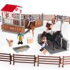 RCOMG Horse Stable Figurines Playset, 31 Pieces Horse Club with Horse Wash Area and Fence Figures, Barn Horse Toys Gift for Girls and Boys 3 4 5 6 7 8 view 1
