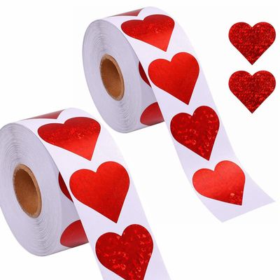 1000 Pieces Valentine's Love Decorative Stickers Glitter Heart Stickers Red Heart Sticker for Valentine's Day Decorations Accessories