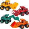 Beestech Construction Toys for 3 Years Old Boys Girls Kids, Friction Powered Construction Truck Toys Vehicles Sand Toys Trucks Excavator, Bulldozer, Road Roller (Colorful 4 Pack) view 1