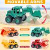 Beestech Construction Toys for 3 Years Old Boys Girls Kids, Friction Powered Construction Truck Toys Vehicles Sand Toys Trucks Excavator, Bulldozer, Road Roller (Colorful 4 Pack) view 3