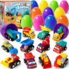 ZenBombs 12 Plastic Easter Eggs Filled with Pull-Back Engineering Toys Gift for Easter Egg Hunt, Birthday Party for Kids Over 3 Years Old view 1