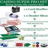 Ultimate Casino Game Set: 6 Deck Shuffler+300pc Hi-End Chips+8 Pro Plastic Poker Card+Card Shoe+Chip Rake+Felt+Accessories, Blackjack Set & Texas Holdem Kit, Poker Night Kit for Adult Casino Party view 2