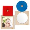 Driddle Montessori Toys - Wooden Knob Shape Puzzles - Mirror & Photo Insert - Learn Colors & Shapes Interactive Baby & Toddler Toys view 1
