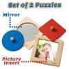 Driddle Montessori Toys - Wooden Knob Shape Puzzles - Mirror & Photo Insert - Learn Colors & Shapes Interactive Baby & Toddler Toys view 2