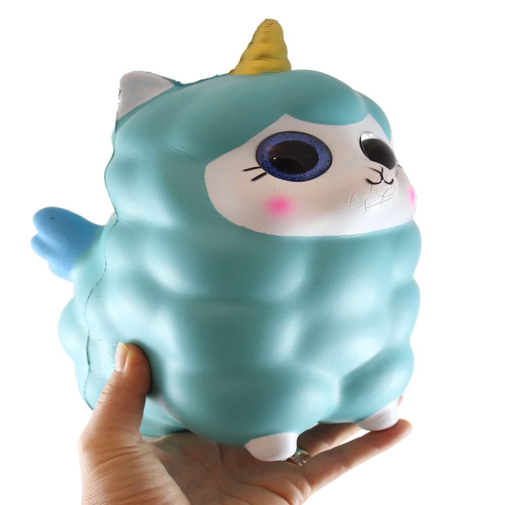 Curious Minds Busy Bags 1 Jumbo Alpaca with Horn and Wings Large Animal Slow Rise Squishies Slow Rise Foam - Scented Sensory, Stress, Fidget Toy Cute (Random Color)
