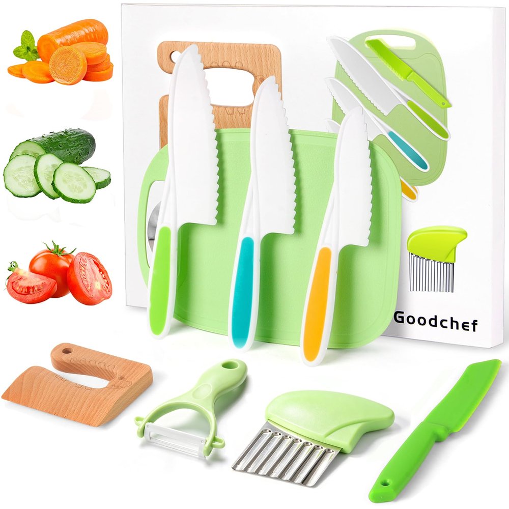 Goodche 8 Pieces Toddler Knife Set- Kids Cooking Sets Real