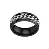 COLORFUL BLING Black Silver 8mm Spinner Ring Stainless Steel Fidget Rings Anti Anxiety for Men Women Cool Grooved Anxiety Stress Roller Rings Cool Jewelry-tire silver6 view 2