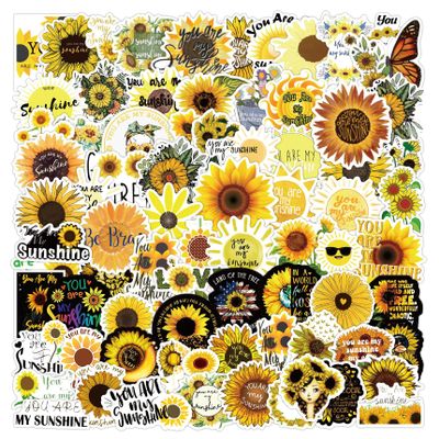 100Pcs Sunflower Stickers Decals, You are My Sunshine Stickers for Kids Teens, Waterproof Vinyl Stickers for Laptop Water Bottle Guitar Scrapbook