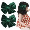 SALOCY Big Hair Bows 6 Inch Velvet Hair Bows Hair Clips for Baby Girls (Dark Green-1) view 1