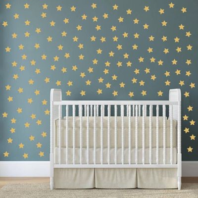 100 Pcs/Set Star Decal for Wall Sticker Removable Peel and Stick Vinyl Decoration Home Bedroom Living Room Nursery DIY Patten Decor YMX64 (Matte Gold)