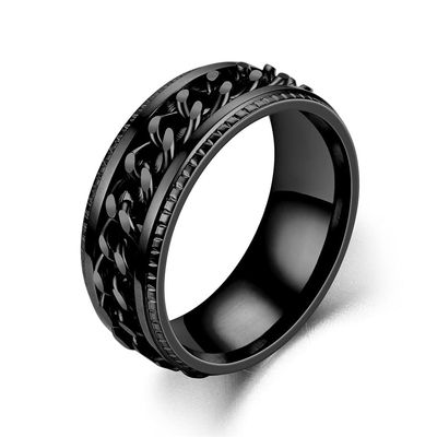COLORFUL BLING Black Silver 8mm Spinner Ring Stainless Steel Fidget Rings Anti Anxiety for Men Women Cool Grooved Anxiety Stress Roller Rings Cool Jewelry-tire black10