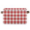Red White Checked Christmas Rectangle Storage Basket Collapsible Storage Bin for Nursery Toys Books, Waterproof Baskets for Closet Shelves Bedroom Decor view 1
