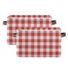Red White Checked Christmas Rectangle Storage Basket Collapsible Storage Bin for Nursery Toys Books, Waterproof Baskets for Closet Shelves Bedroom Decor view 2