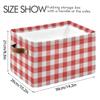 Red White Checked Christmas Rectangle Storage Basket Collapsible Storage Bin for Nursery Toys Books, Waterproof Baskets for Closet Shelves Bedroom Decor view 4