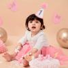 LINLULU First Birthday Hat with Pink Pom Topper - Glitter White Hat, 1st Birthday Cake Smash Photo Prop, Pink Girl Decoration view 3