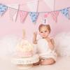 LINLULU First Birthday Hat with Pink Pom Topper - Glitter White Hat, 1st Birthday Cake Smash Photo Prop, Pink Girl Decoration view 4