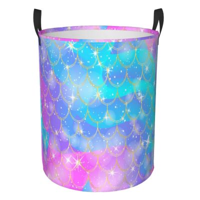 Foruidea Mermaid Rainbow Laundry Basket,Laundry Hamper,Collapsible Storage Bin,Oxford Fabric Clothes Baskets,Nursery Hamper For Home,Office,Dorm,Gift Basket