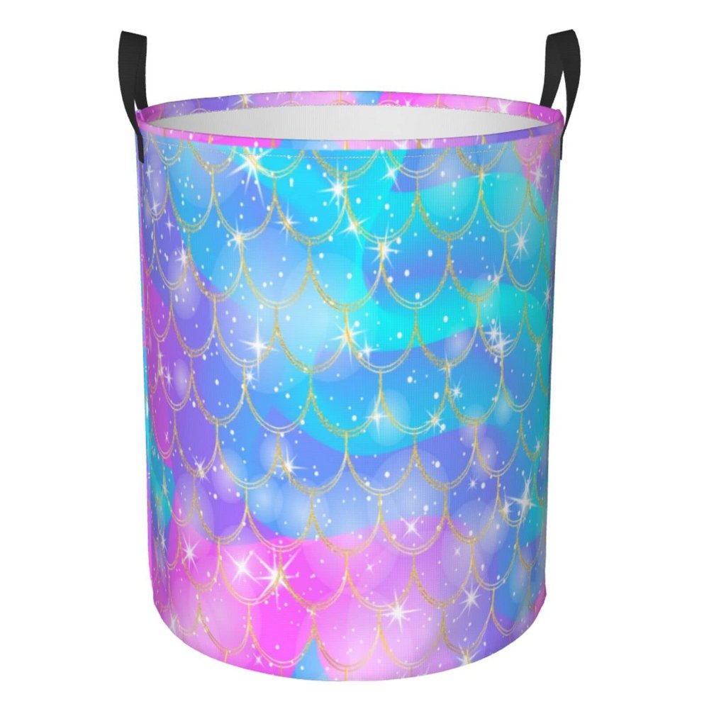 Foruidea Mermaid Rainbow Laundry Basket,Laundry Hamper,Collapsible Storage Bin,Oxford Fabric Clothes Baskets,Nursery Hamper For Home,Office,Dorm,Gift Basket