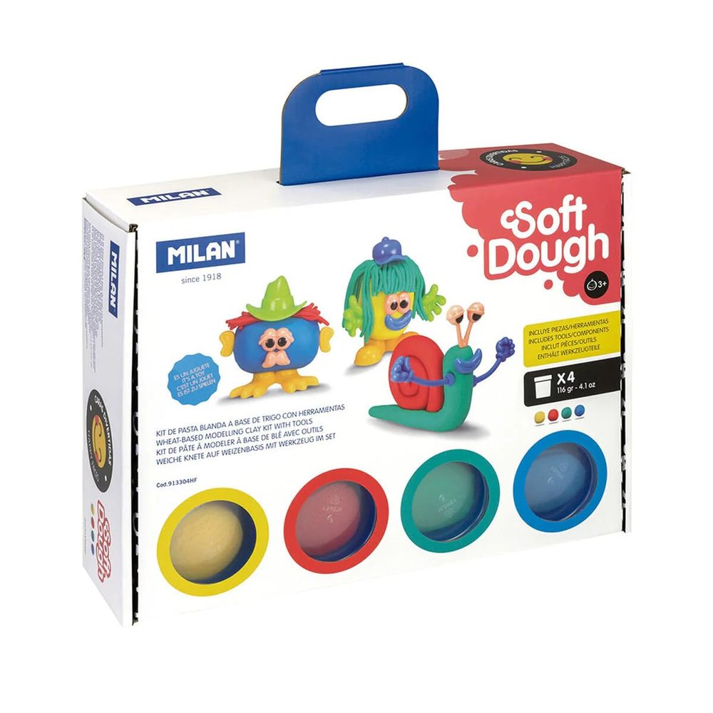 Case 4 cans 116 g Soft Dough MILAN with Tools 'Funny Faces'