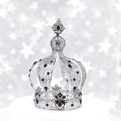 Crown Creative Metal Cake Topper Accessory For Baby Shower Birthday Wedding Princess Party Cake Decoration (Black)