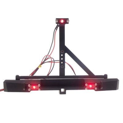 LAFEINA Metal Back Rear Bumper with LED Lights for 1:10 RC Crawler Car SCX10 TRX4 TRX6