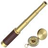 Pirate Spyglass Telescope Pocket Compass Set, Retro Monocular Handheld Telescope Zoomable 25x30 Spyglass with Pocket Compass for Pirate Party Supplies view 1
