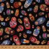 Cotton Matryoshka Dolls Russian Nesting Dolls Wooden Toys Kids Black Cotton Fabric Print by The Yard (D477.61) view 1