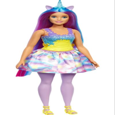Barbie Dreamtopia Unicorn Fashion Doll with Blue & Purple Hair Wearing Removable Skirt & Accessories Including Themed Headband & Tail