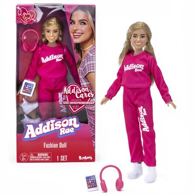 Addison Rae Fashion Doll - Comfy; Trendsetting Style; Contains 11 Doll and Accessories, Including Headphones, Tablet, and Sneakers