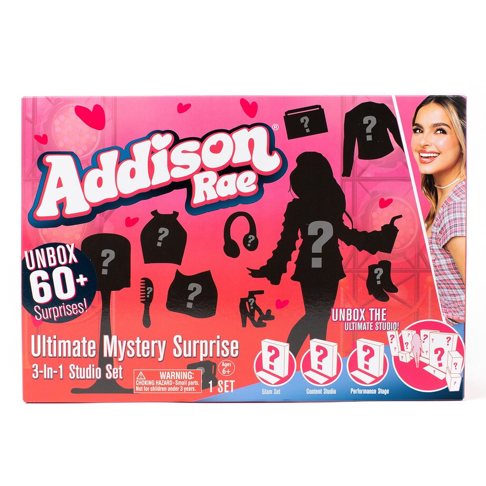 Addison Rae Ultimate Mystery Surprise Doll Set; 60+ Surprises; Exclusive Doll and Fashions; Mystery Boxes Include Stage, Studio, Wardrobe Playsets