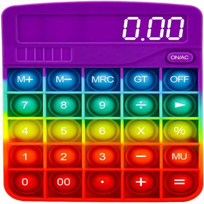 Rainbow Calculator Shape Pop it Push Pop Bubble Fidget Sensory Stress Relief Toy for Boys Girls Children Toddlers Age 3 and Up